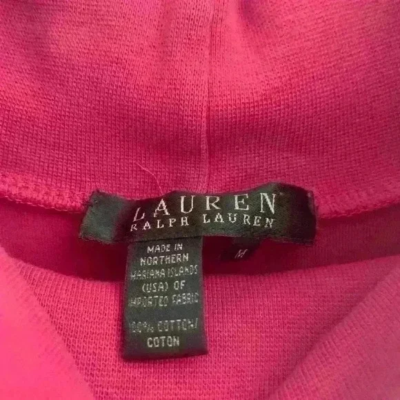 Pretty in pink Lauren Ralph Lauren long sleeve top embroidered neckline size M - Picture 3 of 3